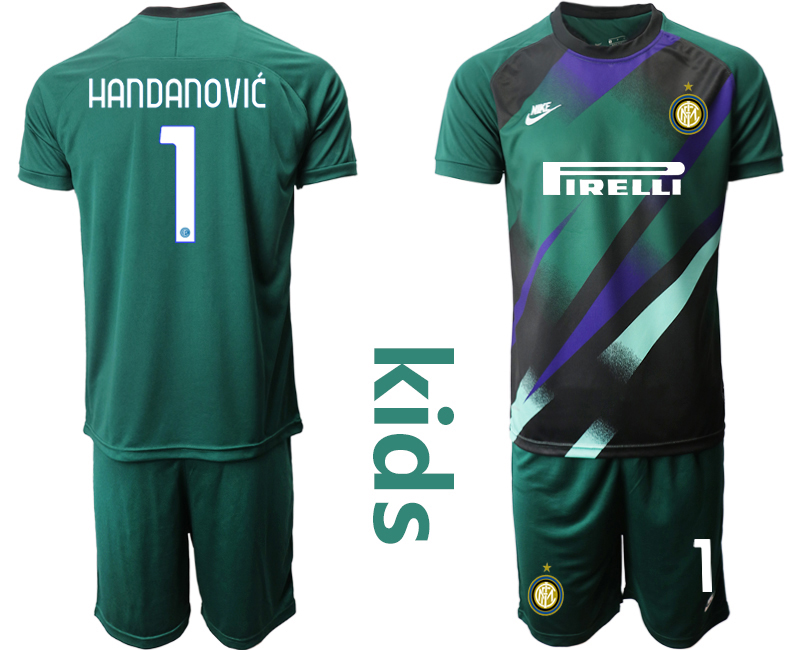 Youth 2020-2021 club Inter Milan green goalkeeper #1 Soccer Jerseys